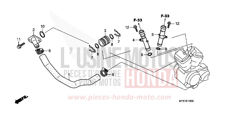 WATER PIPE for Shadow Aero GRAPHITE BLACK (NHB01B) from 2010